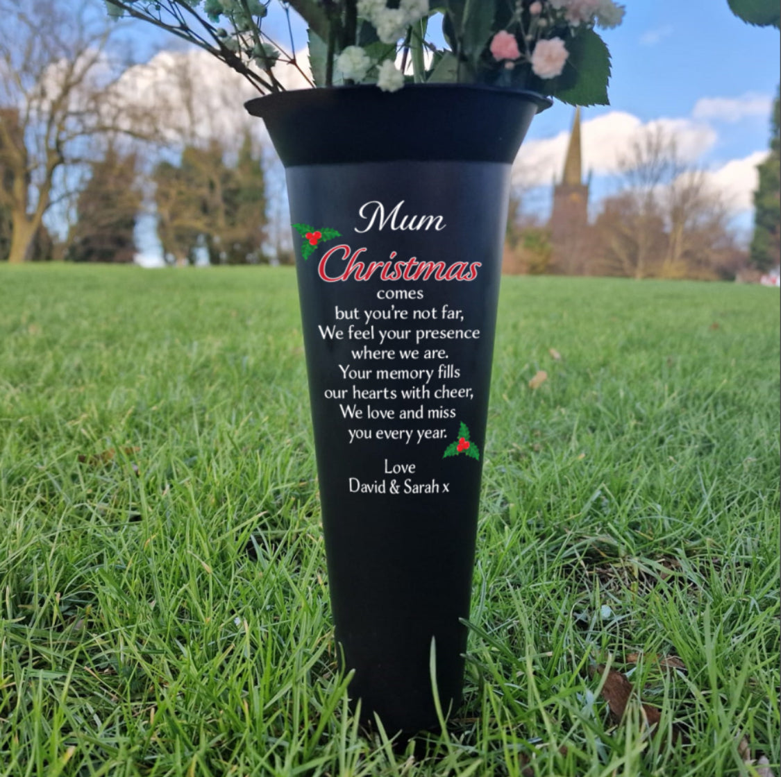 Christmas comes poem personalised grave spike