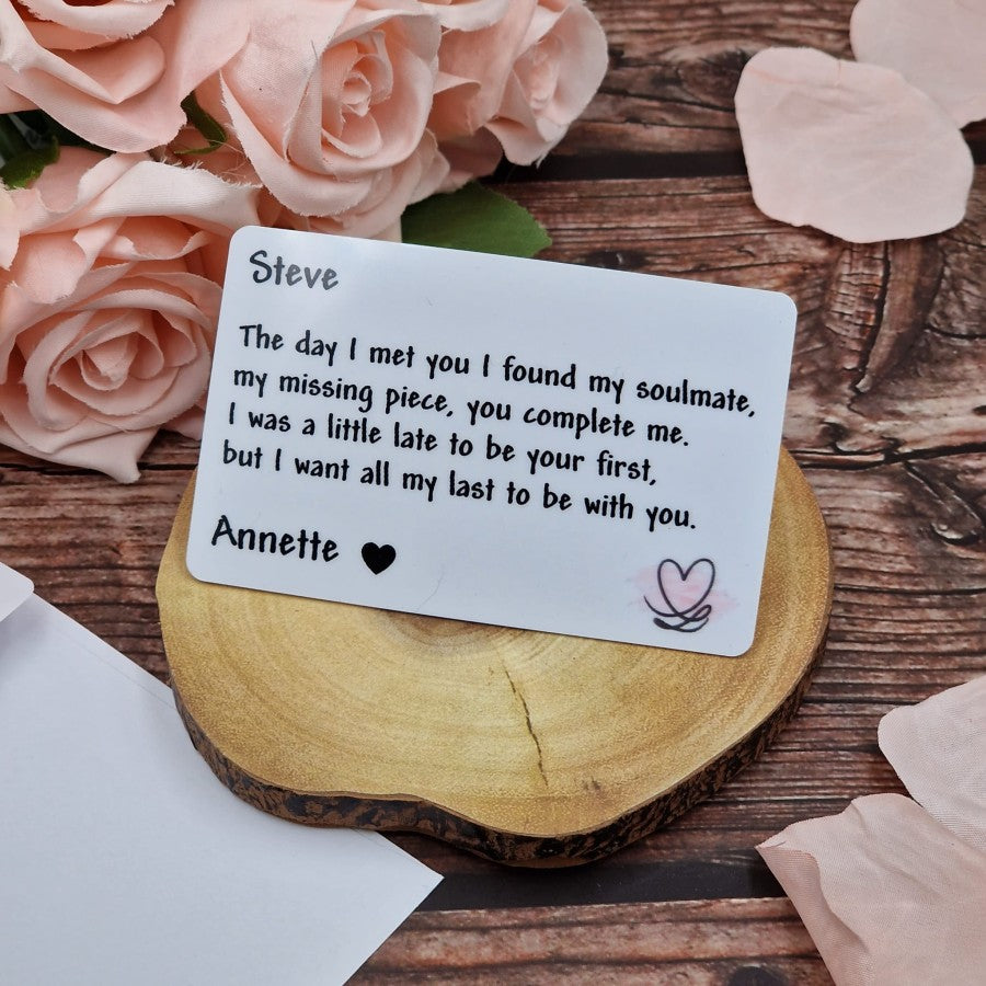 Personalised The Day I Met You Valentines Wallet Card Biodegradable PVC Card With envelope