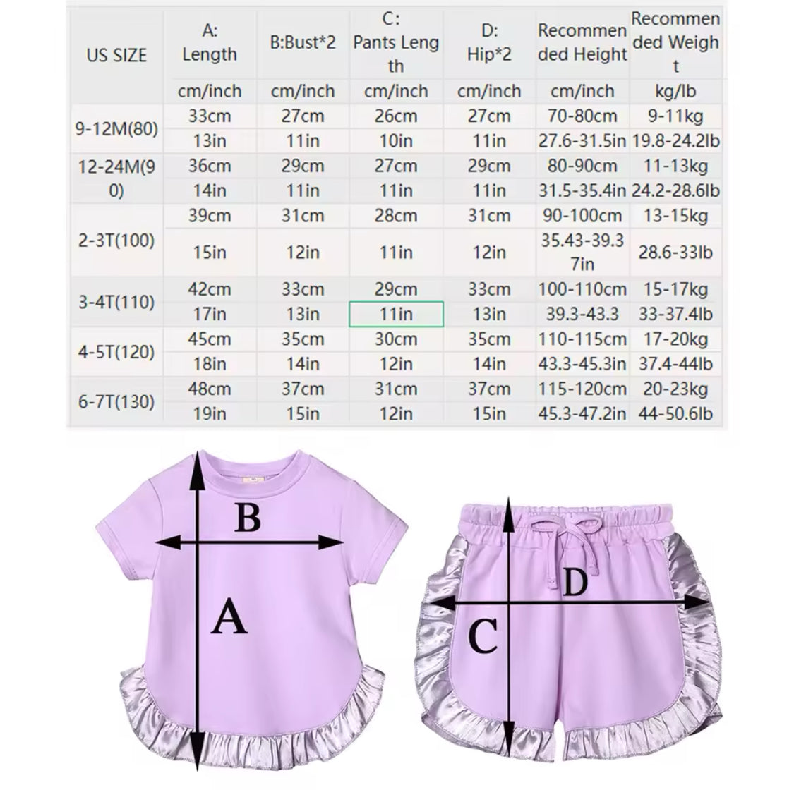Frill shorts and Tshirt sets