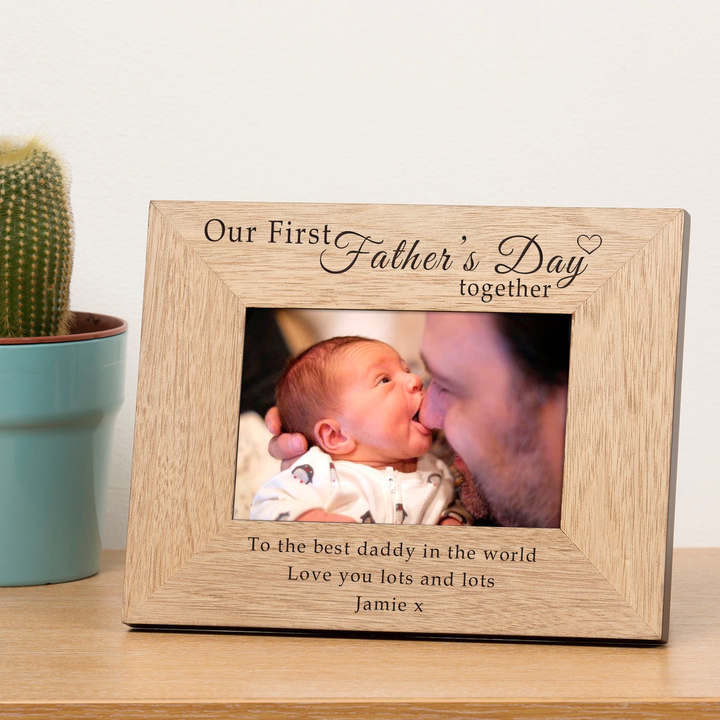 Our First Father's Day together Wood Picture Frame (7" x 5")