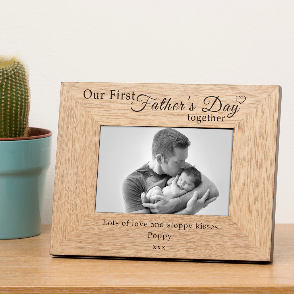 Our First Father's Day together Wood Picture Frame (7" x 5")