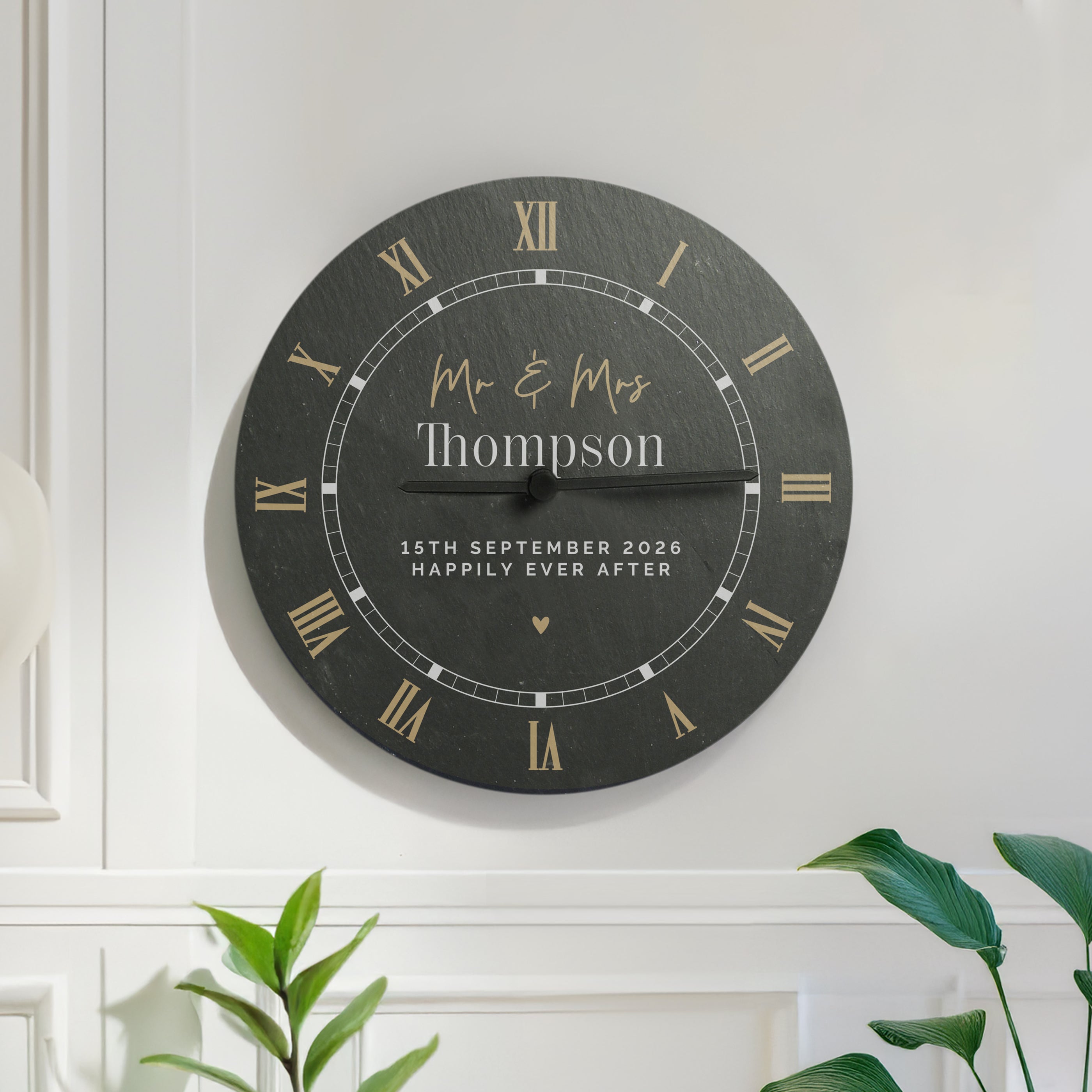 Black and gold slate clock