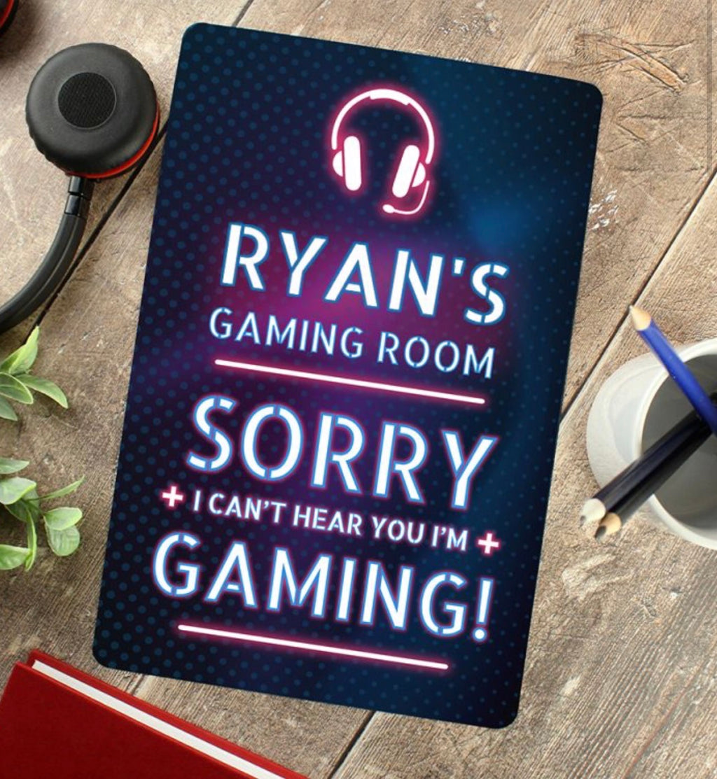 Personalised Gamer Warning Metal Sign
