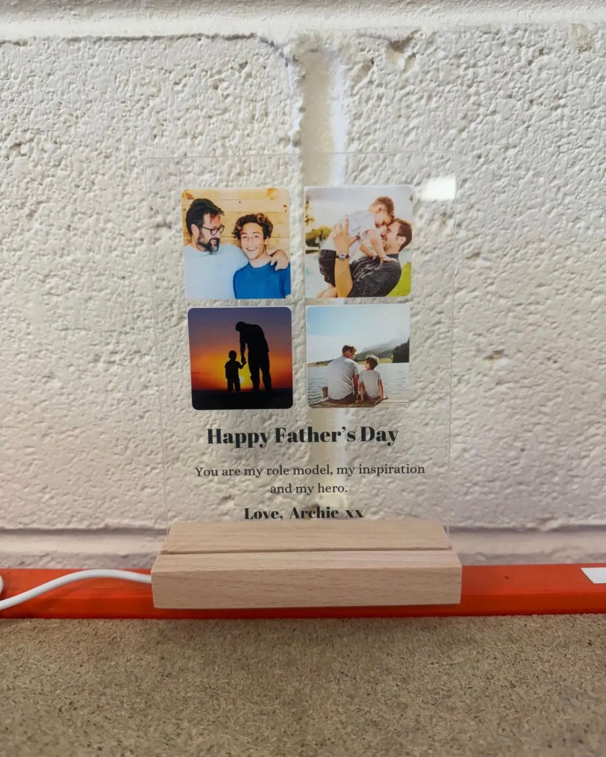 Light up led Father’s Day acrylic plaque on stand