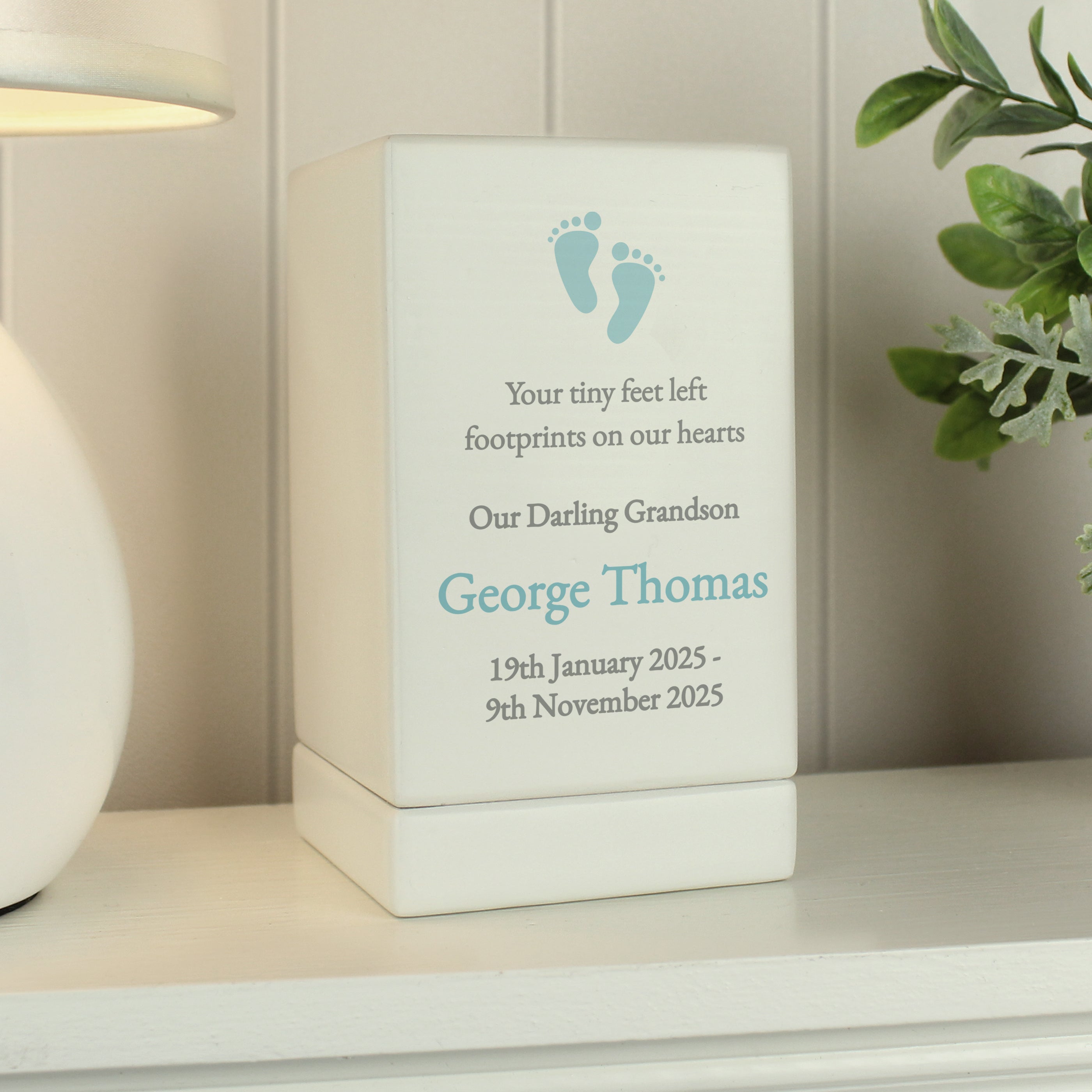 Personalised Small Wooden Urns blue/pink