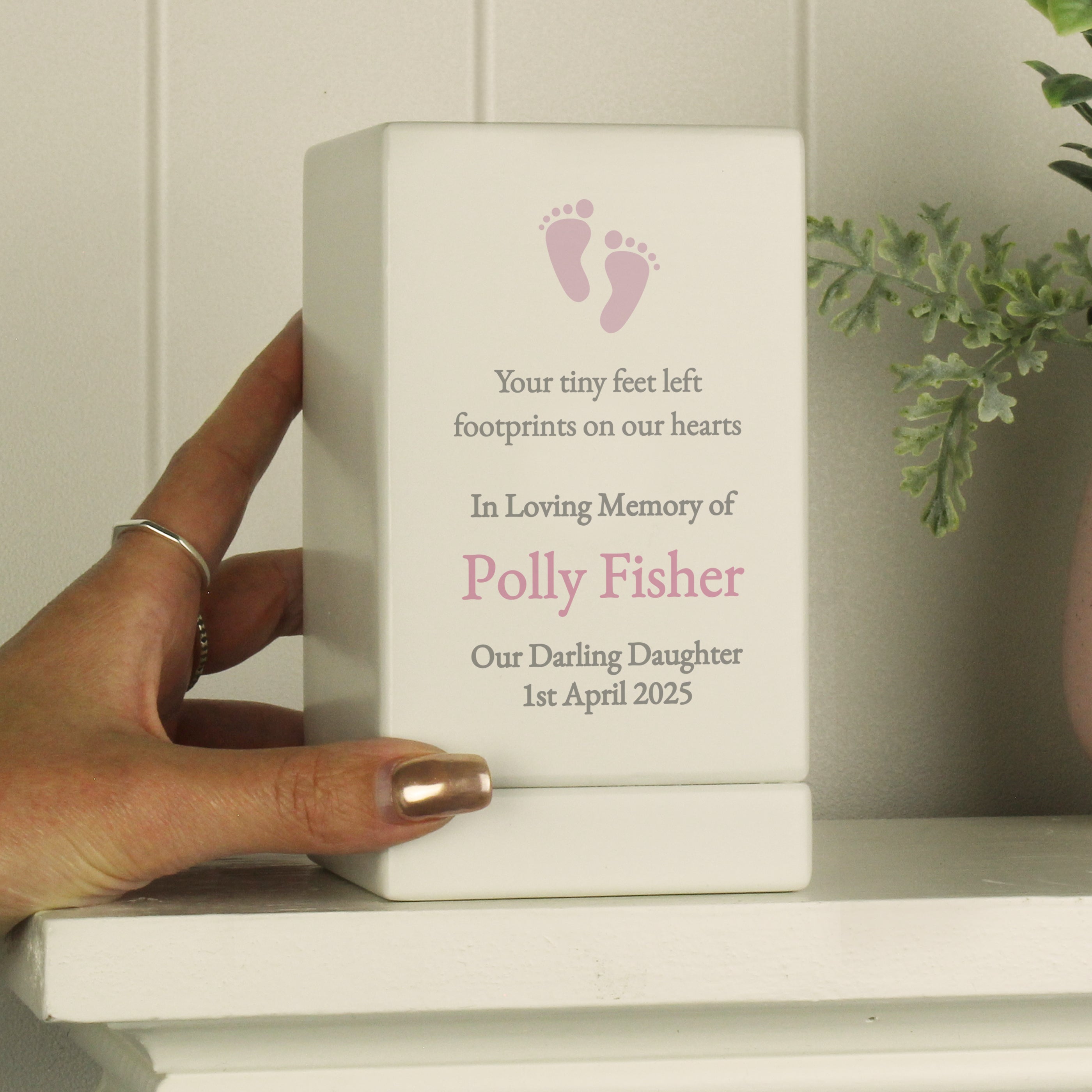 Personalised Small Wooden Urns blue/pink