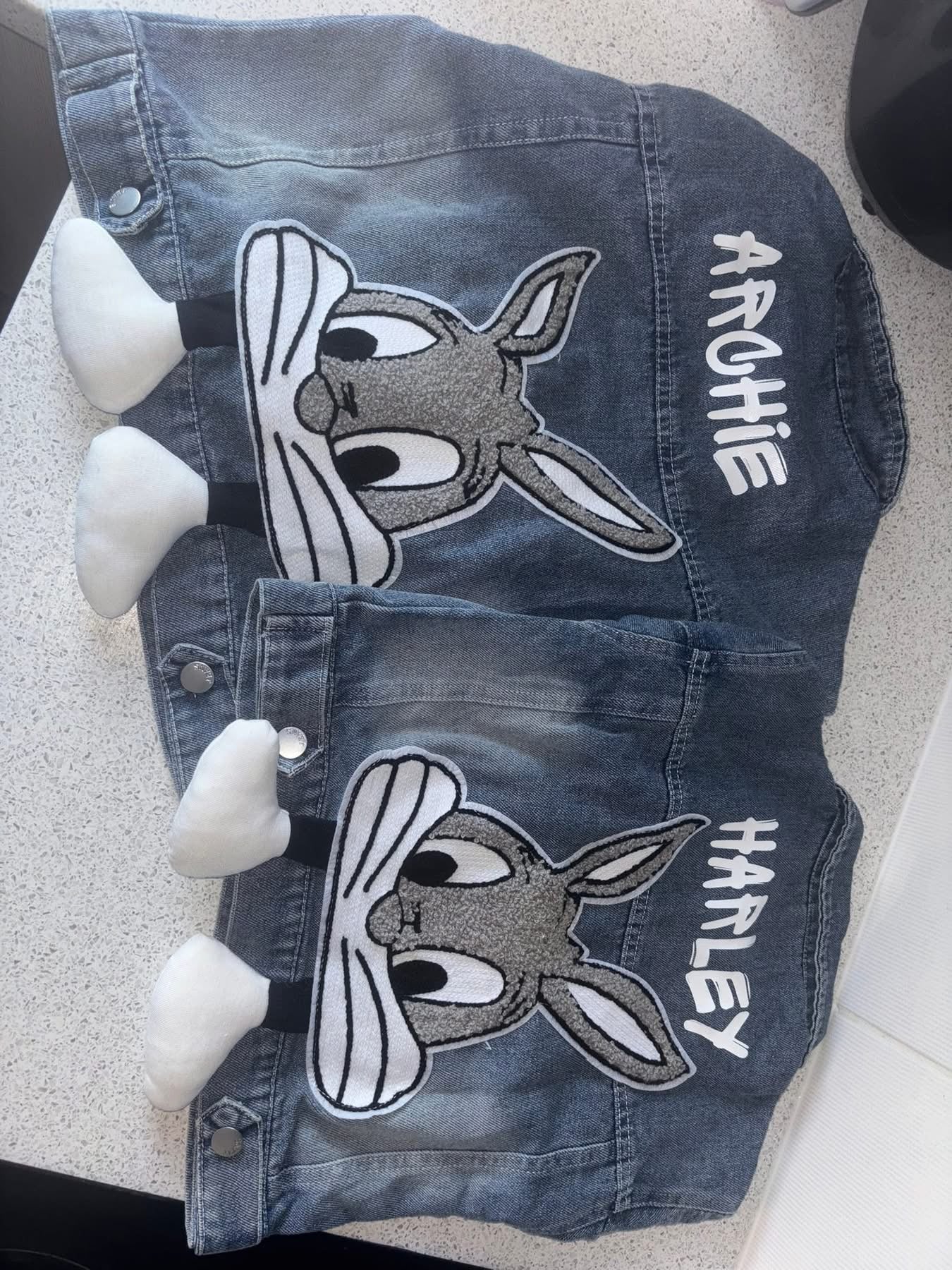 Personalised denim jacket with bunny
