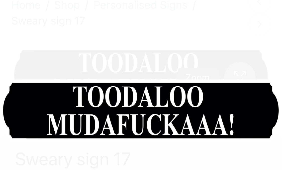 Toodaloo wall sign