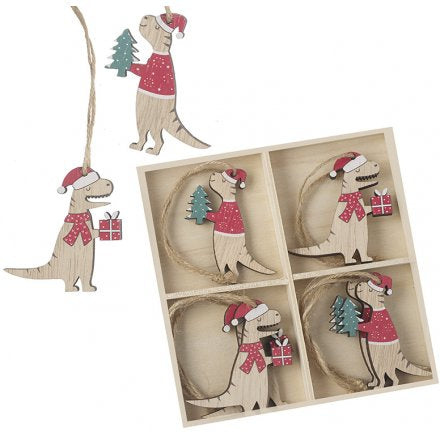RED DINOSAUR CHARACTER HANGERS 13CM, SET OF 8