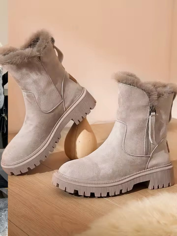 Fur fold down fashion boots
