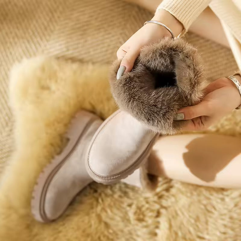 Fur fold down fashion boots