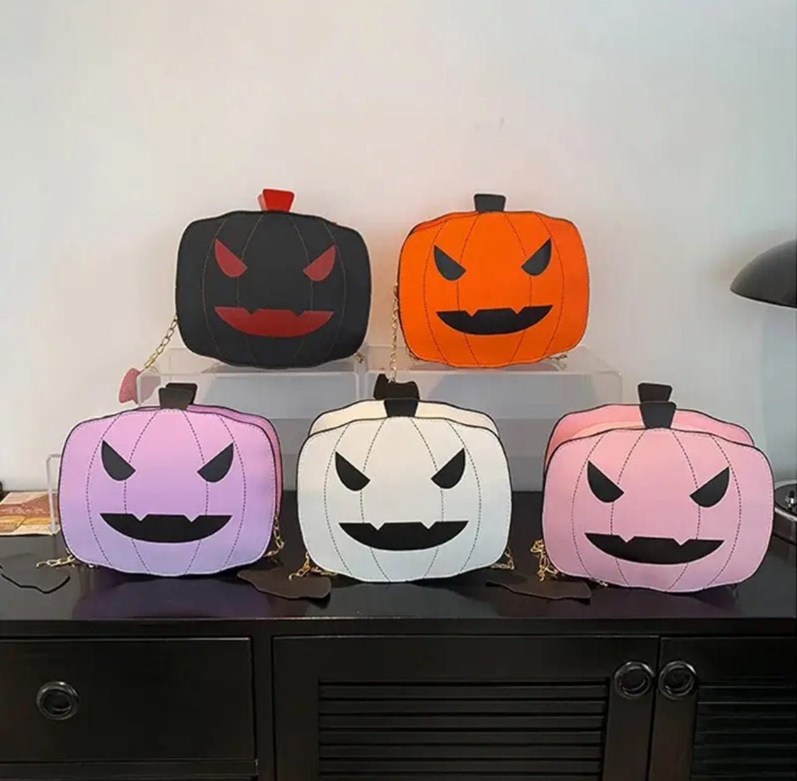 Faux leather pumpkin handbag
