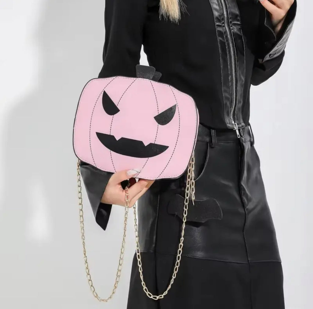Faux leather pumpkin handbag
