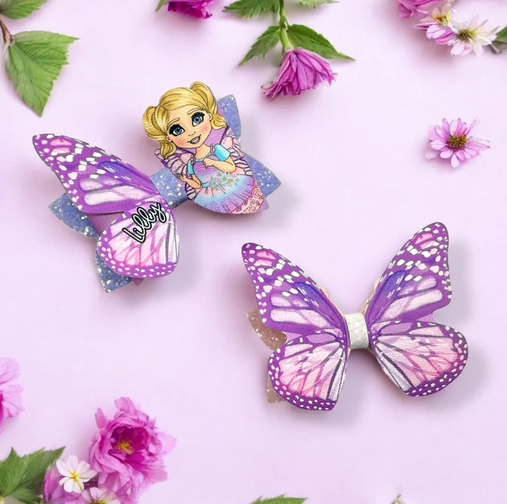 Surprise 3.5” leatherette and fabric hair bows