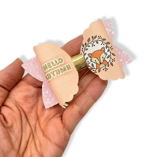 Surprise halloween 3.5” leatherette and fabric hair bows