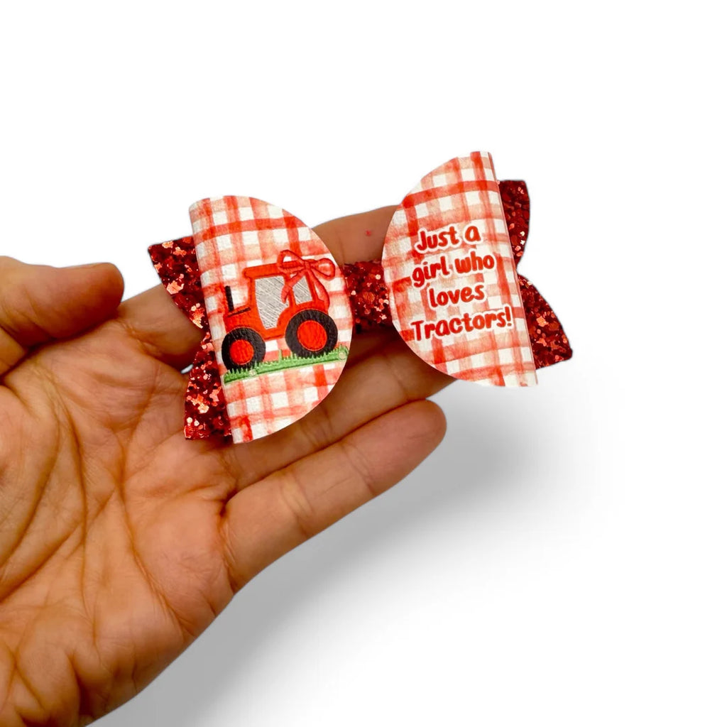 Surprise 3.5” leatherette and fabric hair bows