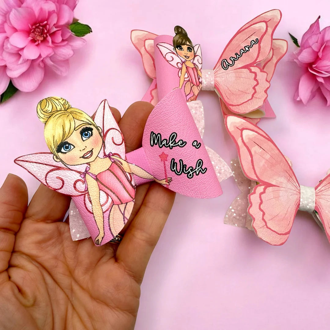 Surprise 3.5” leatherette and fabric hair bows