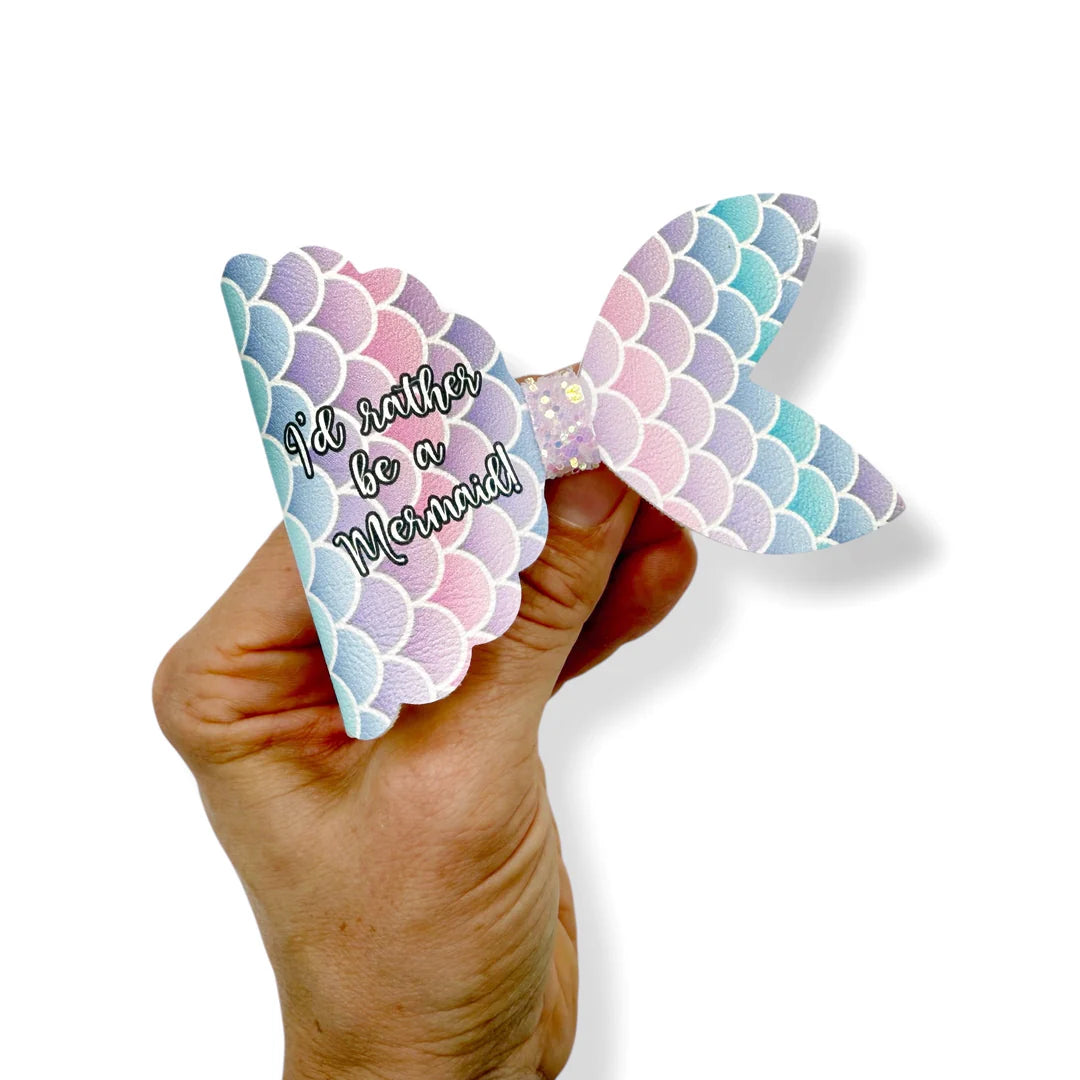 Surprise 3.5” leatherette and fabric hair bows