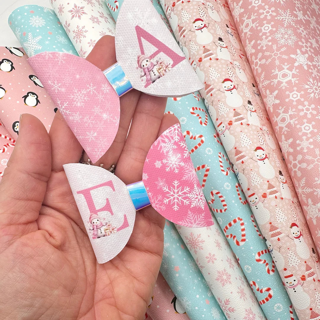 Surprise 3.5” leatherette and fabric hair bows