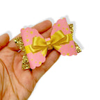 Surprise Christmas 3.5” leatherette and fabric hair bows