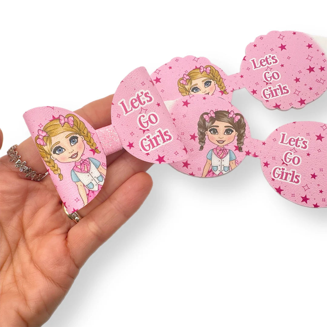 Surprise 3.5” leatherette and fabric hair bows