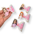 Surprise 3.5” leatherette and fabric hair bows