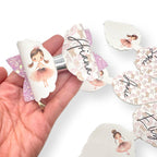 Surprise 3.5” leatherette and fabric hair bows