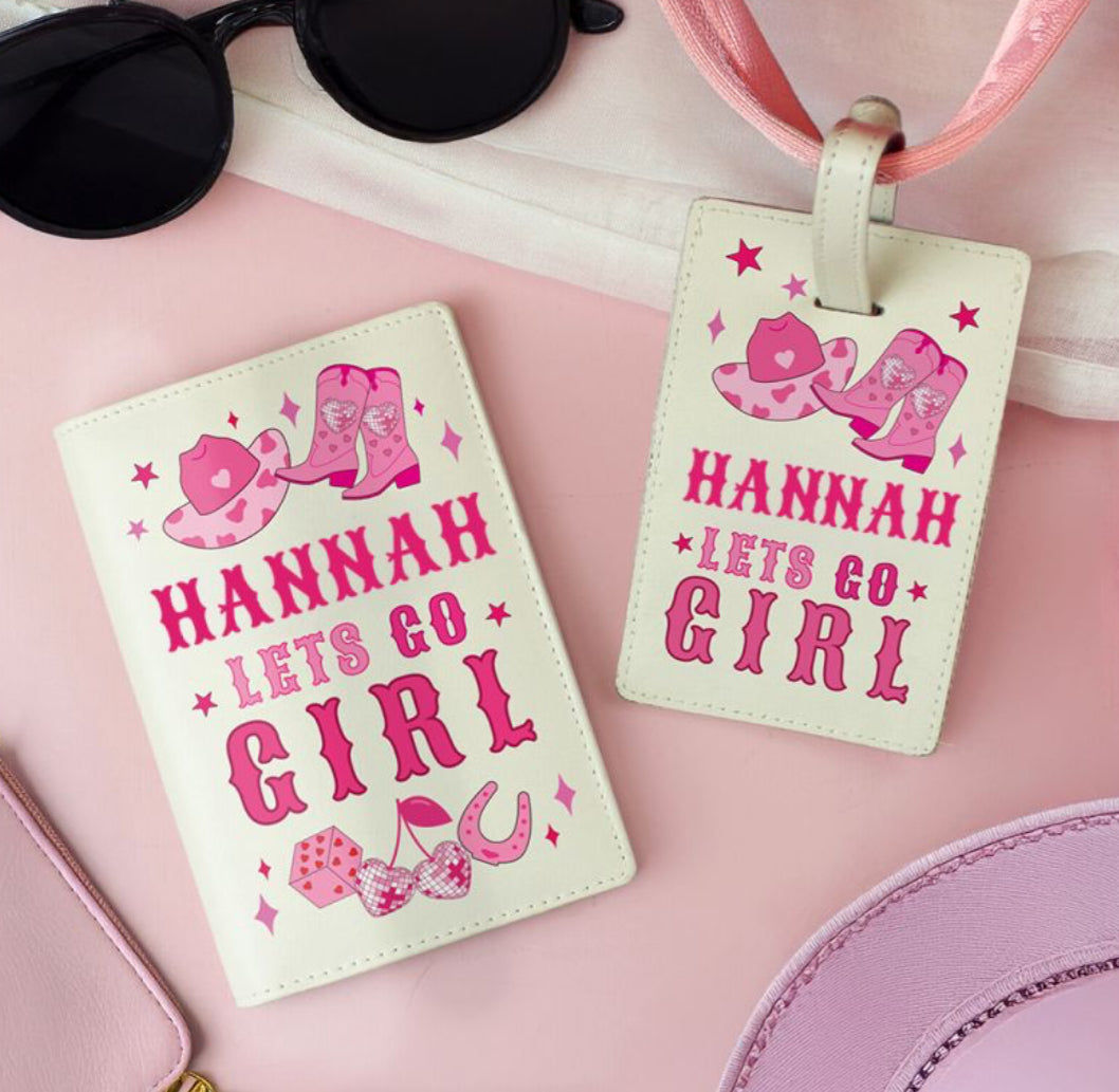 Personalised Cowgirl Luggage Tag & Passport Holder