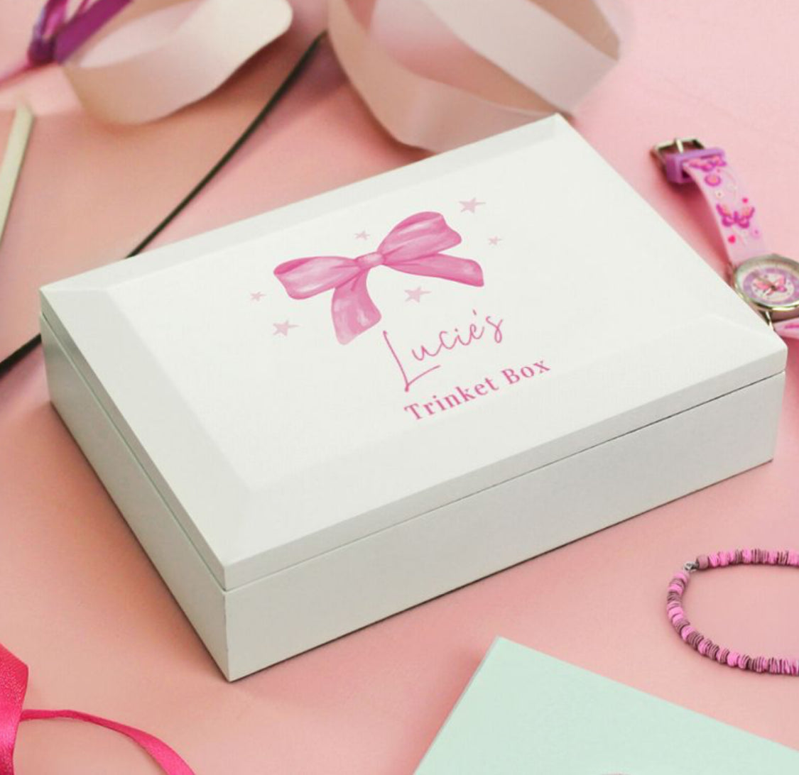 Personalised bow trinket box