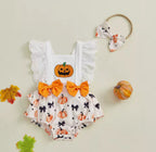 Baby pumpkin frill romper and head band