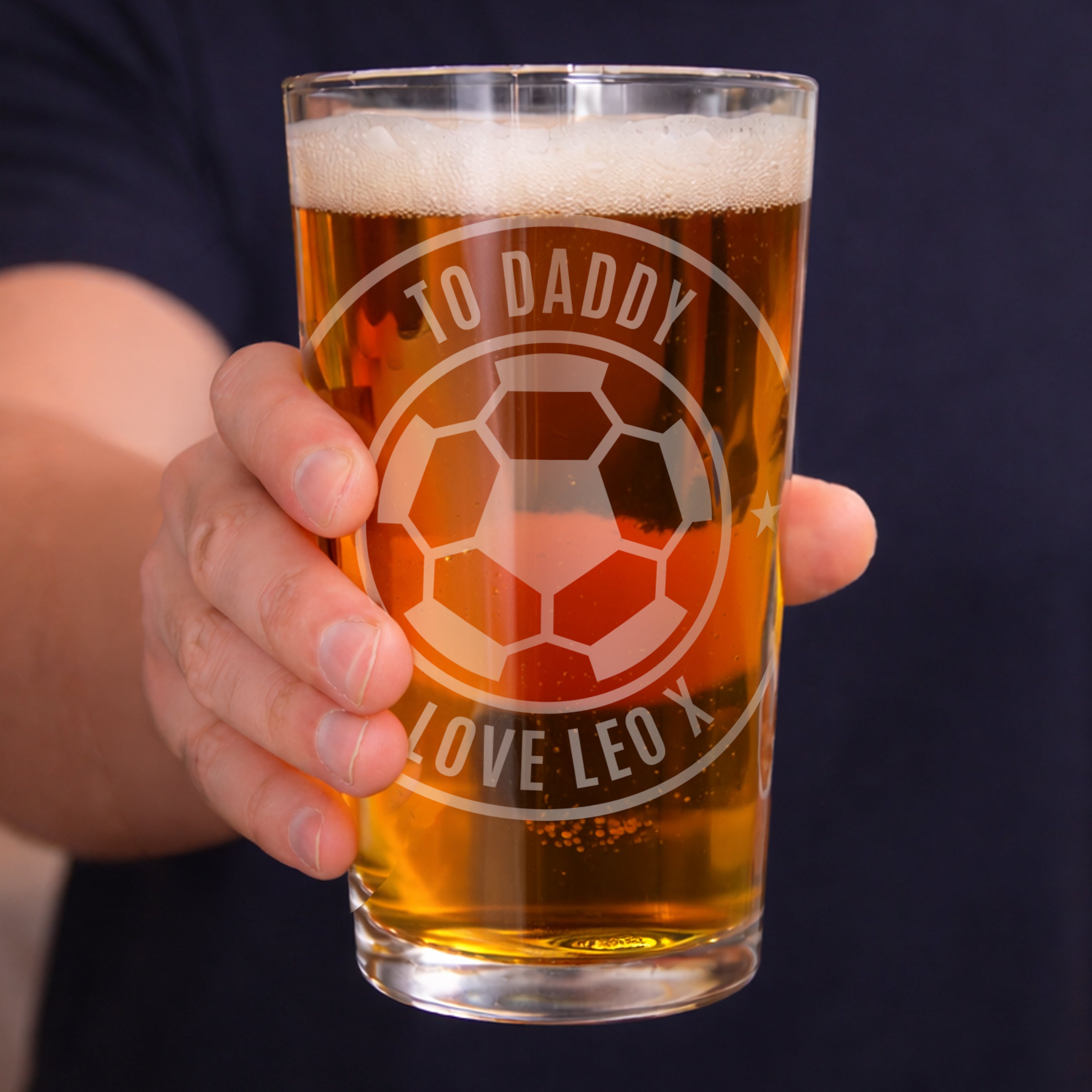 Personalised football pint glass
