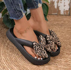 Comfort leopard print cloud flip flops