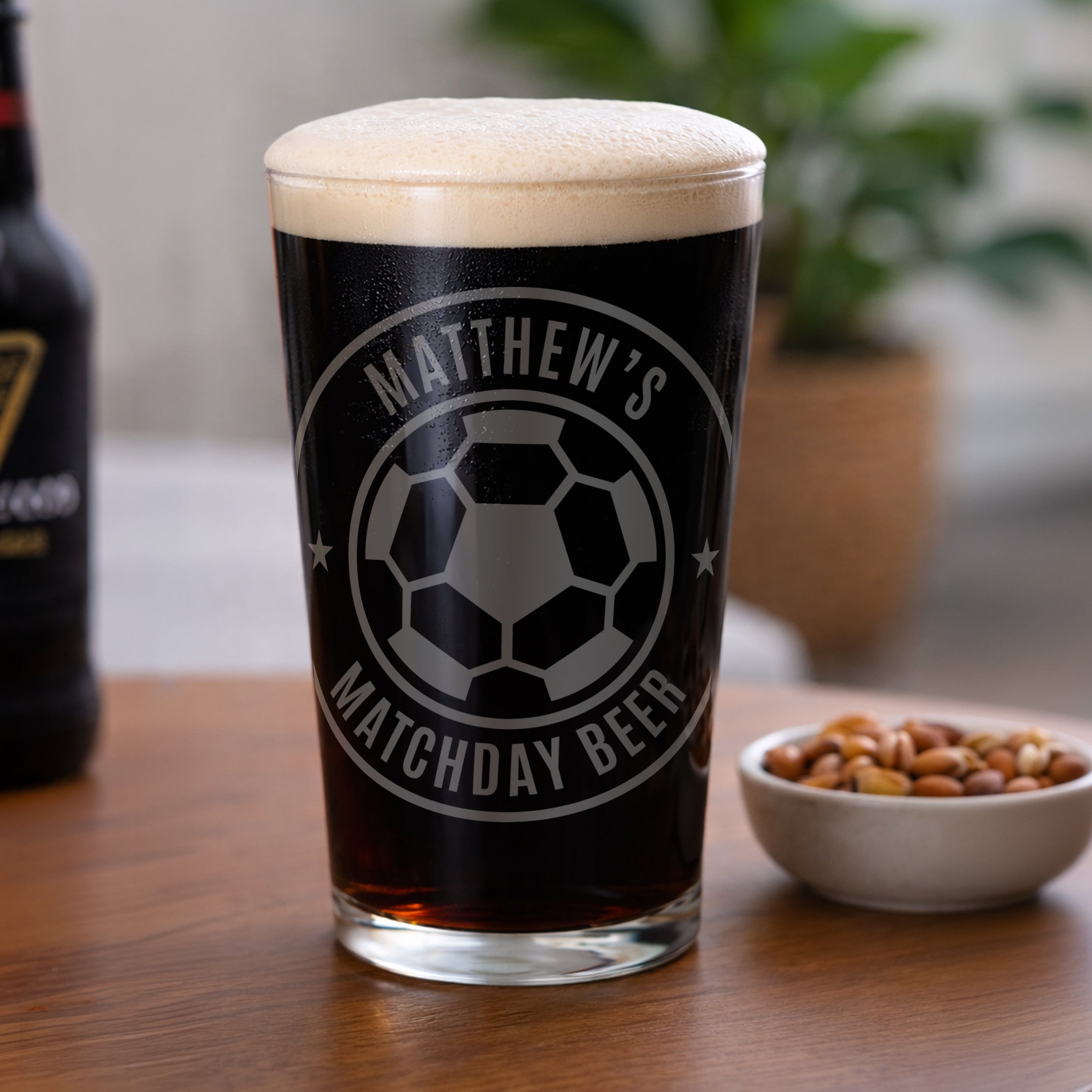 Personalised football pint glass