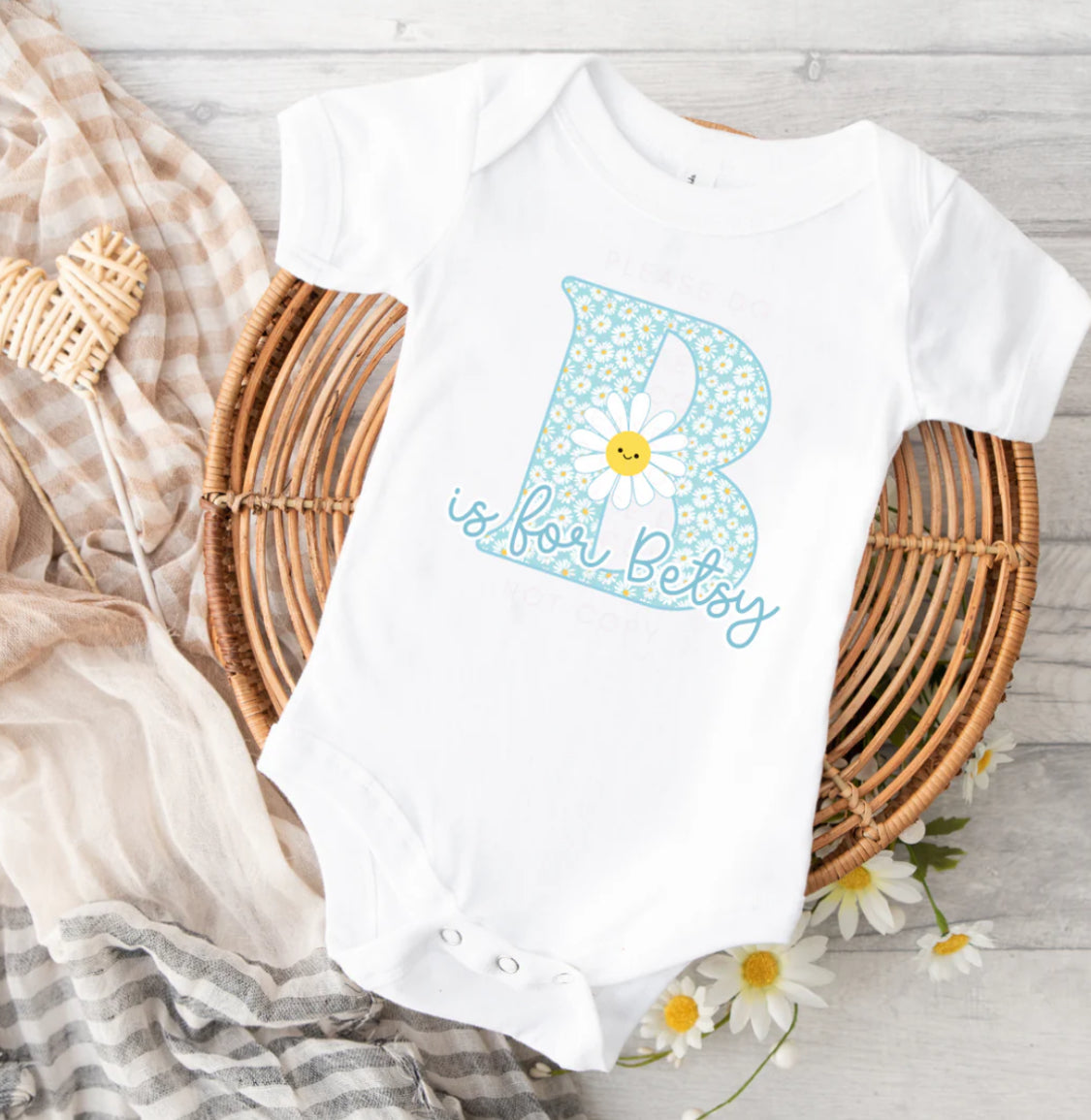 Personalised flower letter vest/tshirt