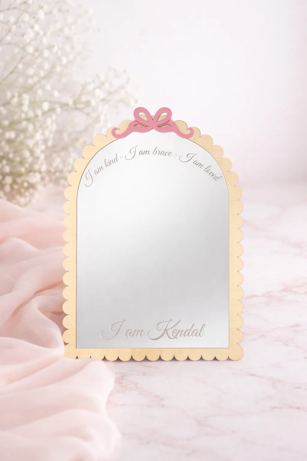 Laser cut affirmation mirror