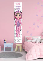 Personalised purple/pink dinosaur girl height chart
