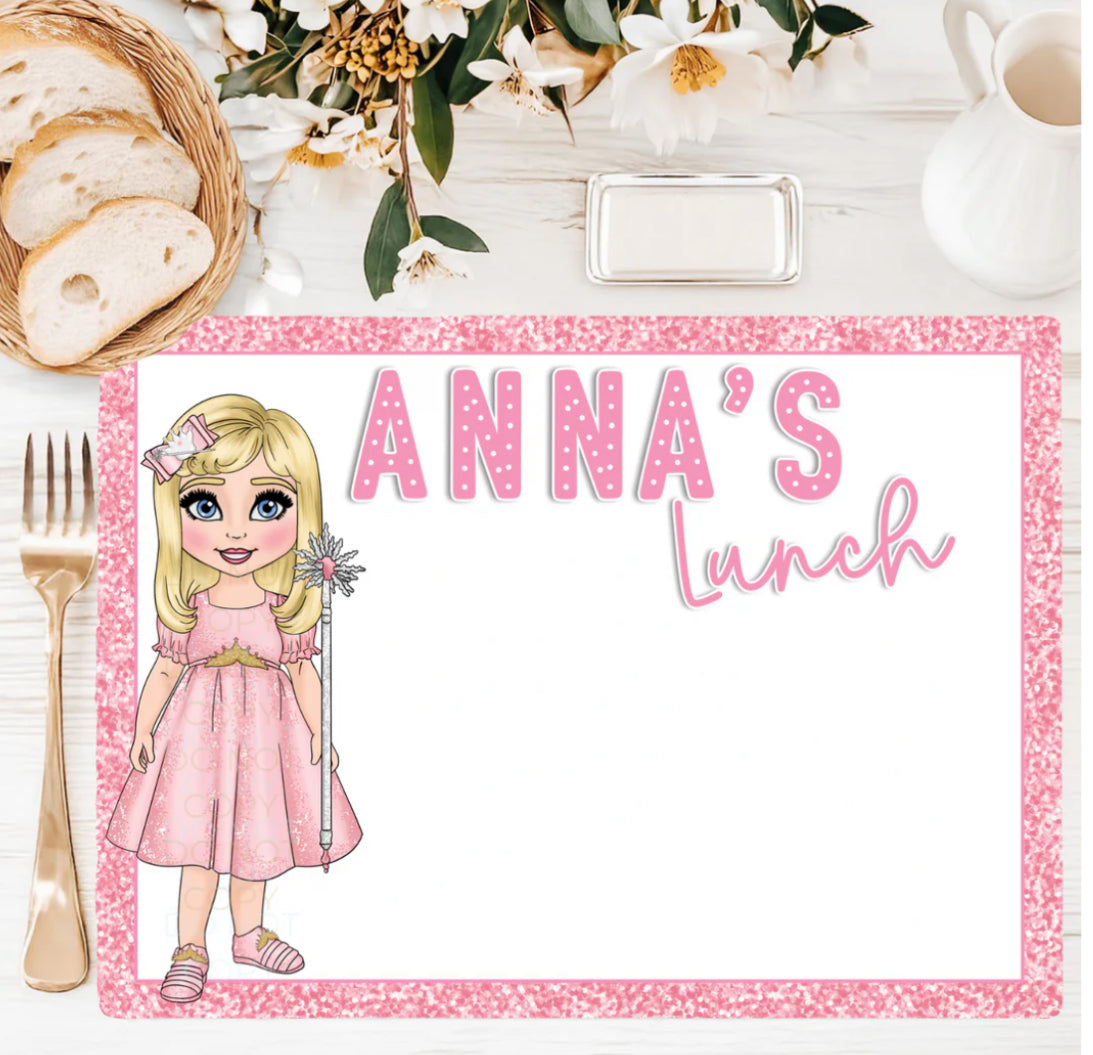PINK GOOD WITCH DOLLY FAUX LEATHER PLACEMATS