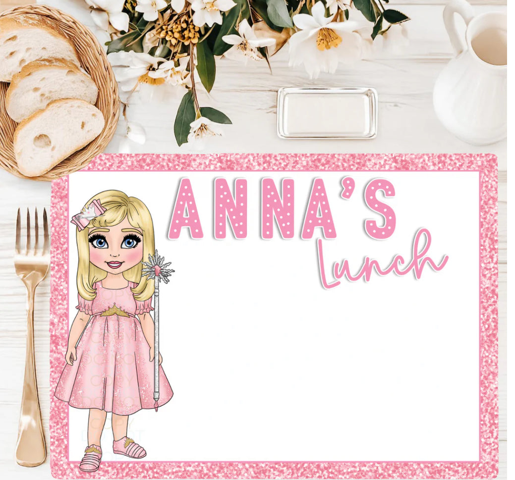PINK GOOD WITCH DOLLY FAUX LEATHER PLACEMATS