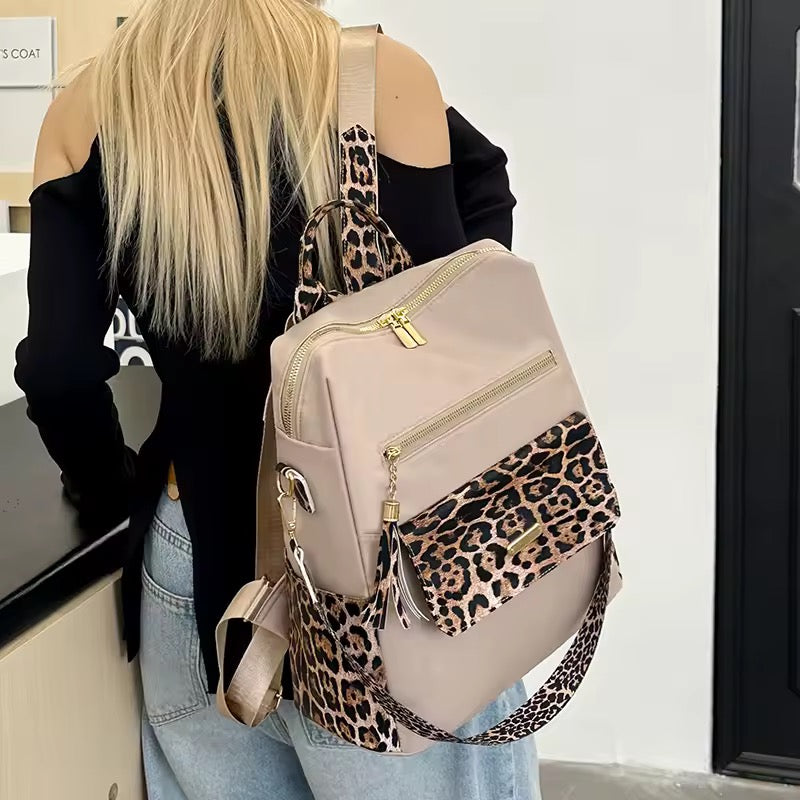 Pu leopard print backpack