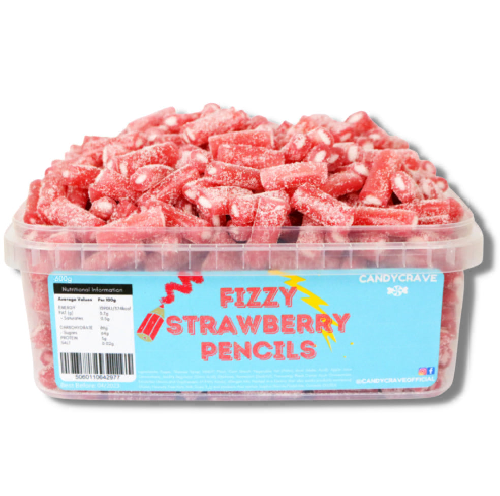 Candycrave Fizzy Strawberry Pencils Tub 600g