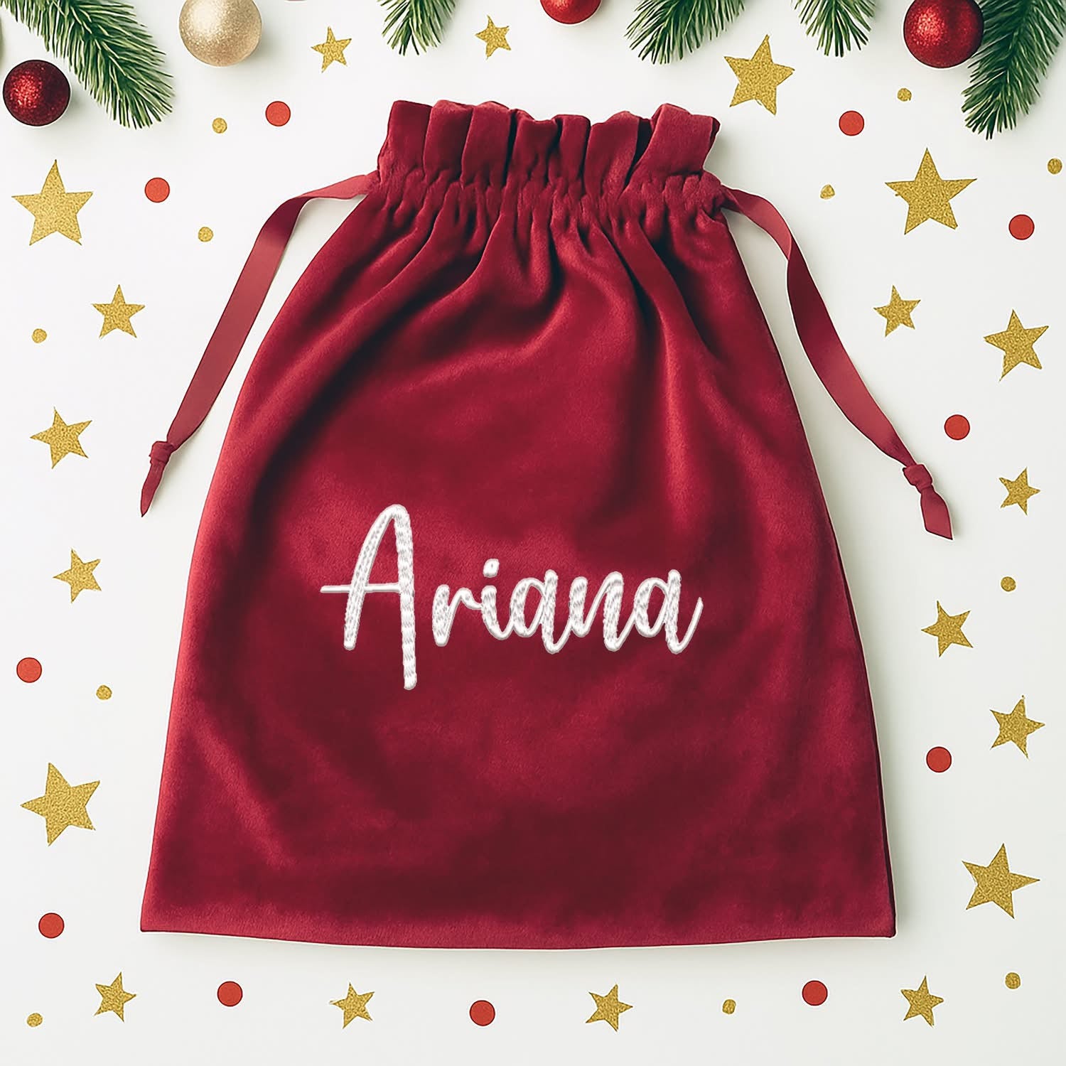 Embroidered plush velvet sacks