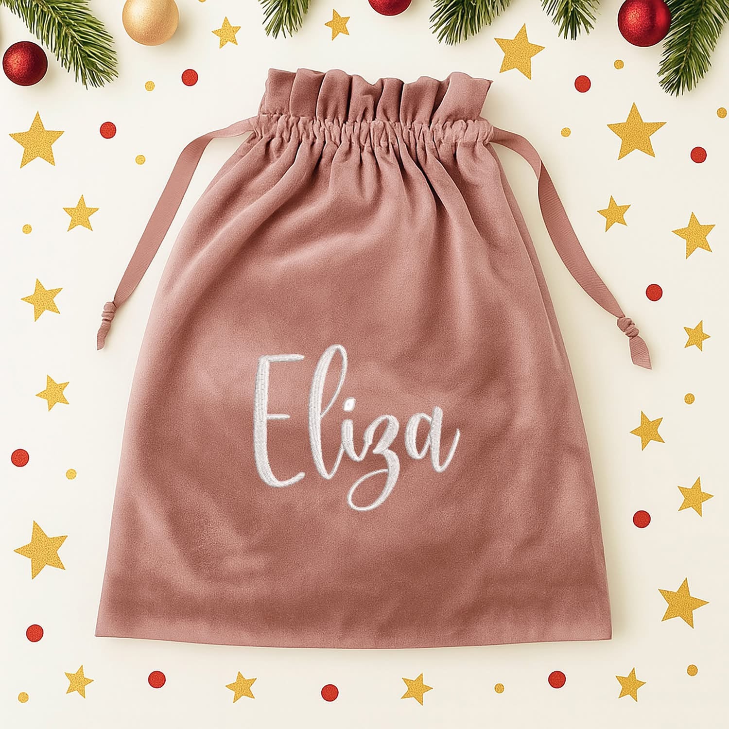 Embroidered plush velvet sacks