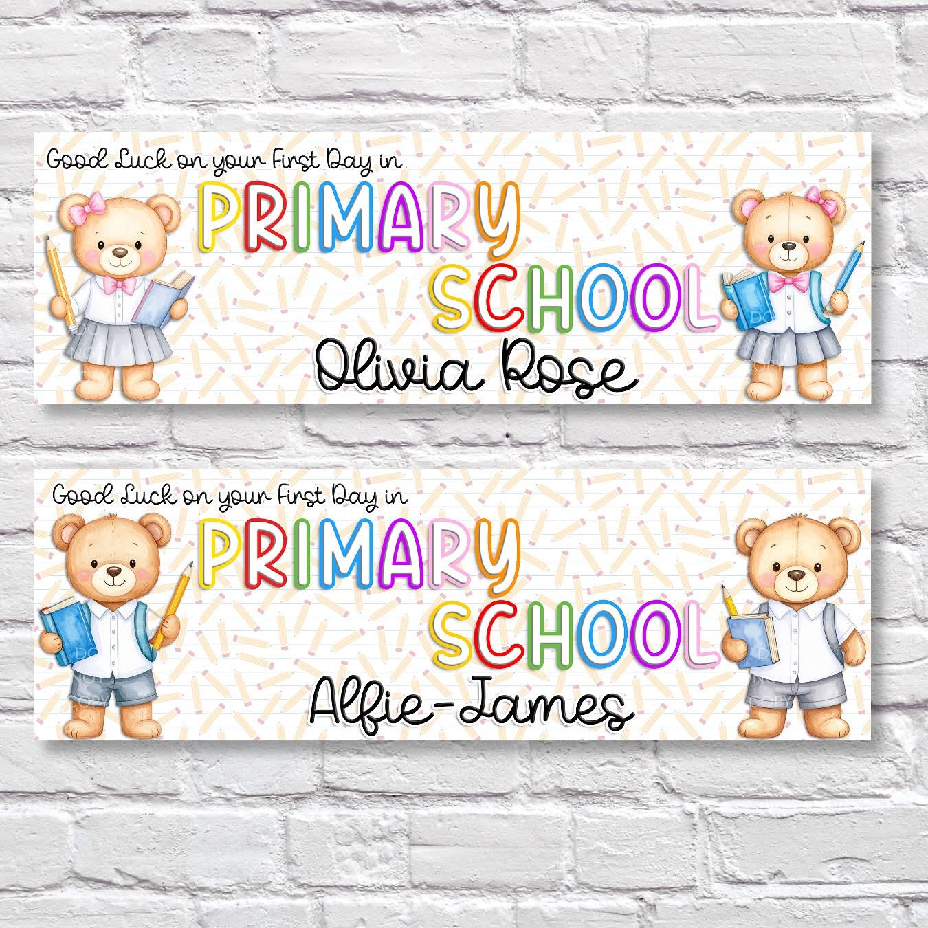 Personalised first day off banners