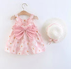 Baby girls floral dress and hat