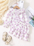 Lavender floral skirt and blouse set
