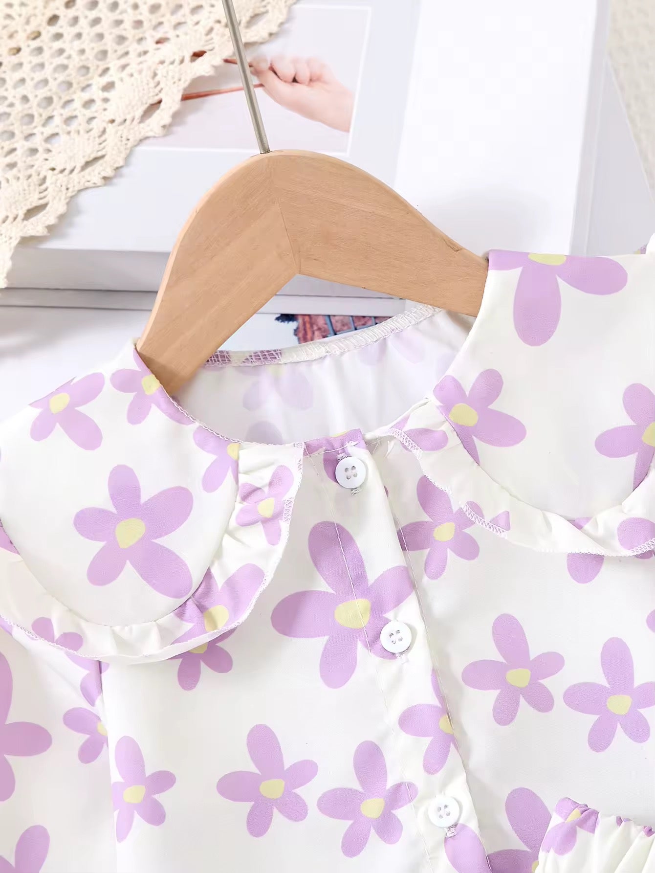 Lavender floral skirt and blouse set