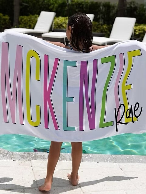 Personalised multi colour beach towel