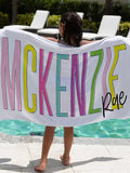Personalised multi colour beach towel