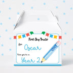 Personalised first day treat boxes
