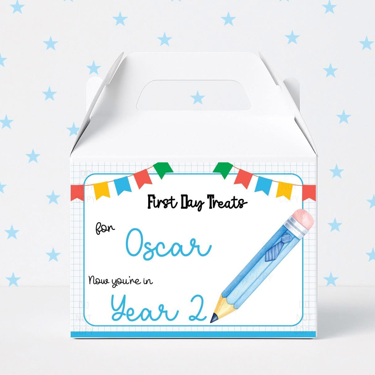 Personalised first day treat boxes